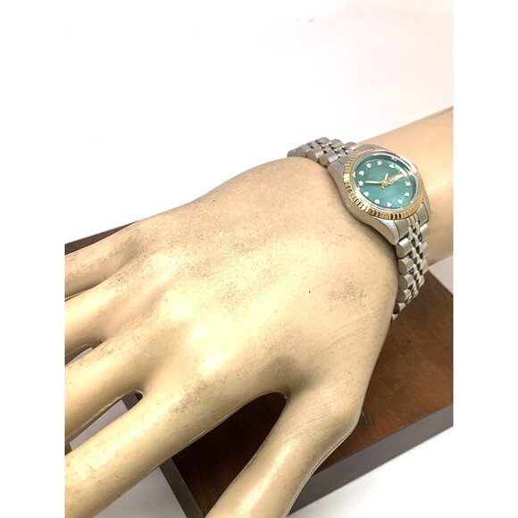 Armitron Women's Watch 75/2475 Green Dial Day Date Quartz Two Tone Steel 25mm - Picture 4 of 14